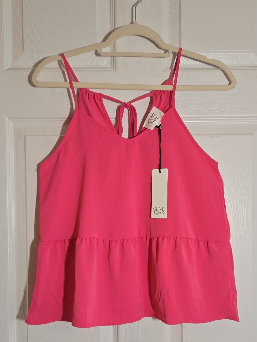 Olive & Oak Hot Pink Ruffled Tie-Back Camisole Size Small New